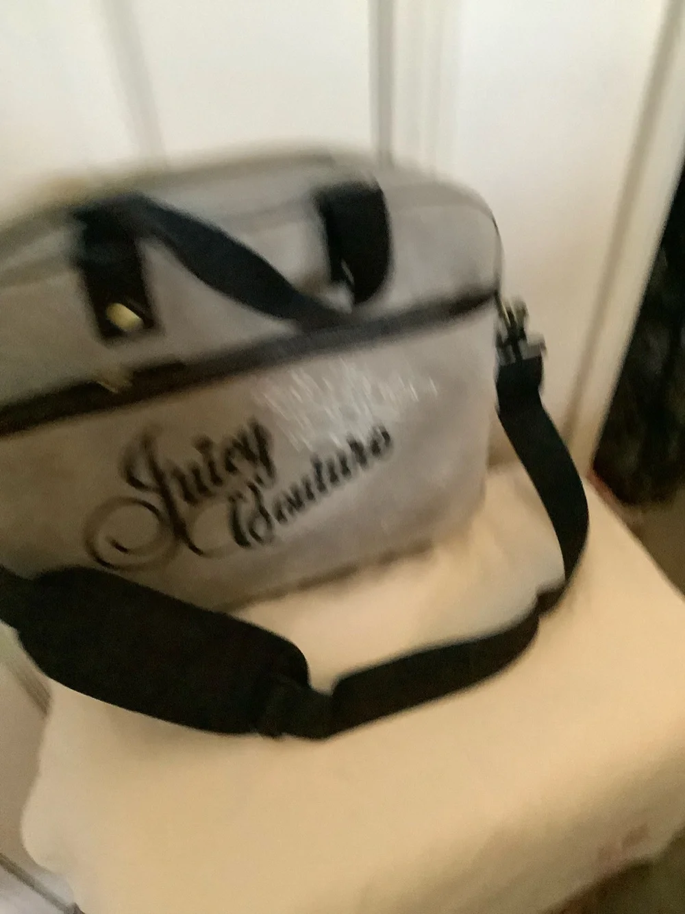 Juicy Couture Grey & Black Velvet laptop bag